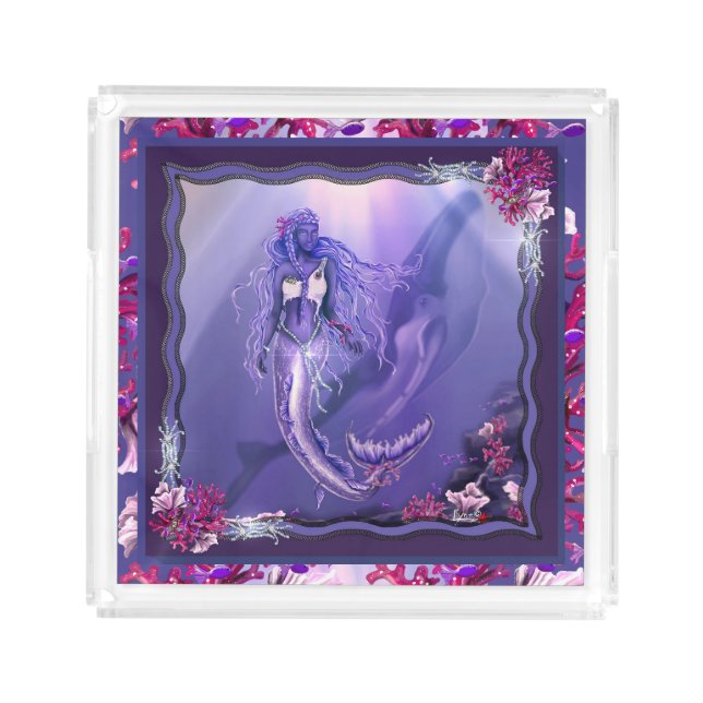 Purple ocean mermaid acrylic tray (Front)