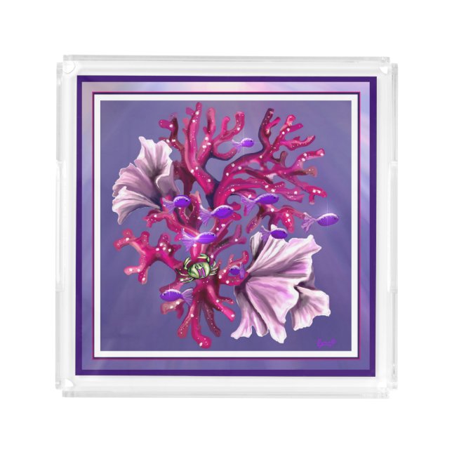 Purple Ocean Mermaid Acrylic Tray (Front)