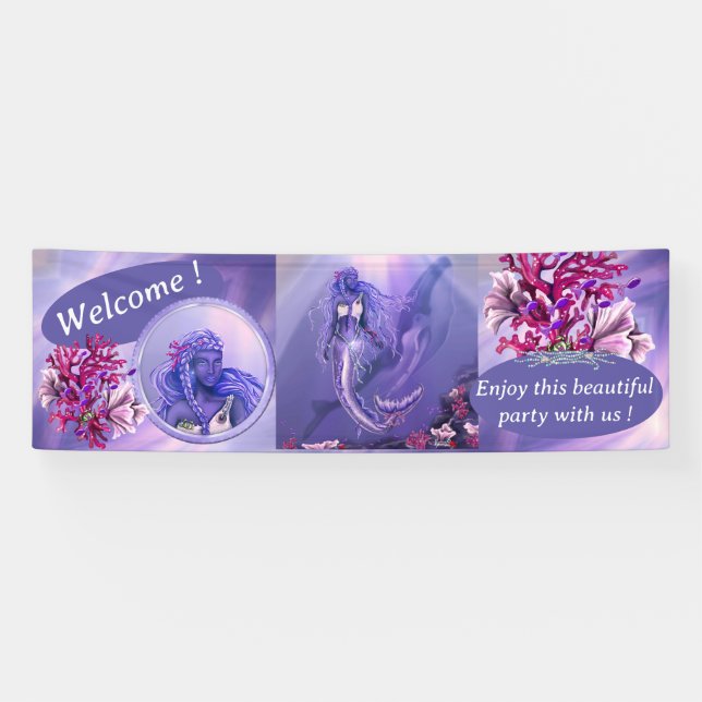 Purple Ocean mermaid Banner (Horizontal)