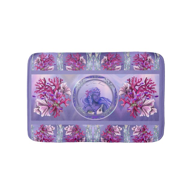 Purple Ocean Mermaid  Bath Mat (Front)