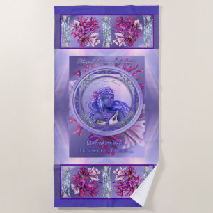 Purple Ocean Mermaid Beach Towel