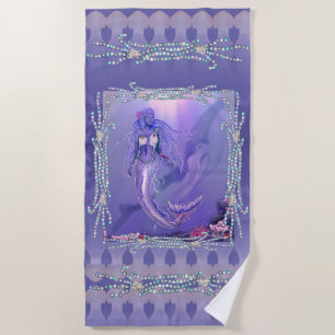 Purple Ocean Mermaid Beach Towel
