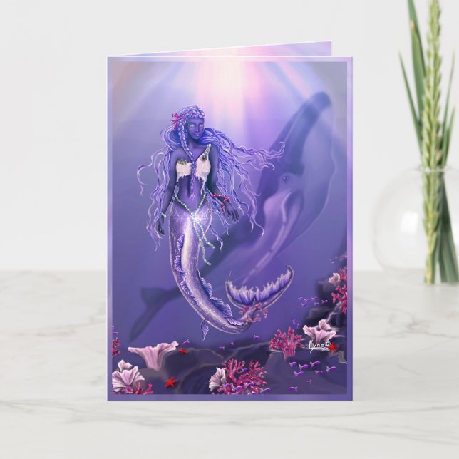 Purple Ocean Mermaid birthday card (Front)