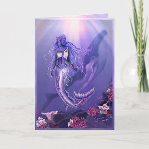 Purple Ocean Mermaid blank card