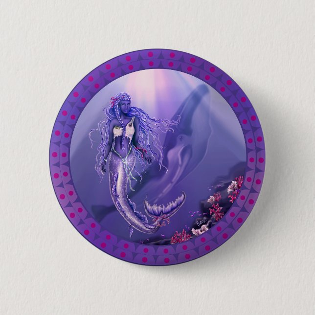 Purple Ocean Mermaid Button (Front)