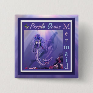 Purple Ocean Mermaid Button
