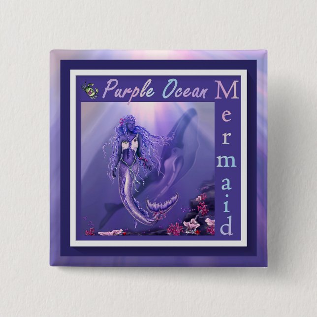 Purple Ocean Mermaid Button (Front)