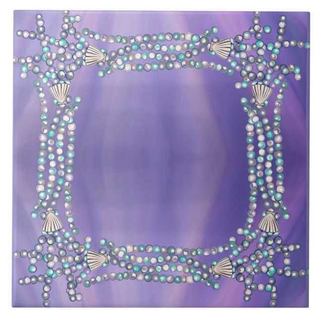 Purple ocean mermaid ceramic tile (Front)