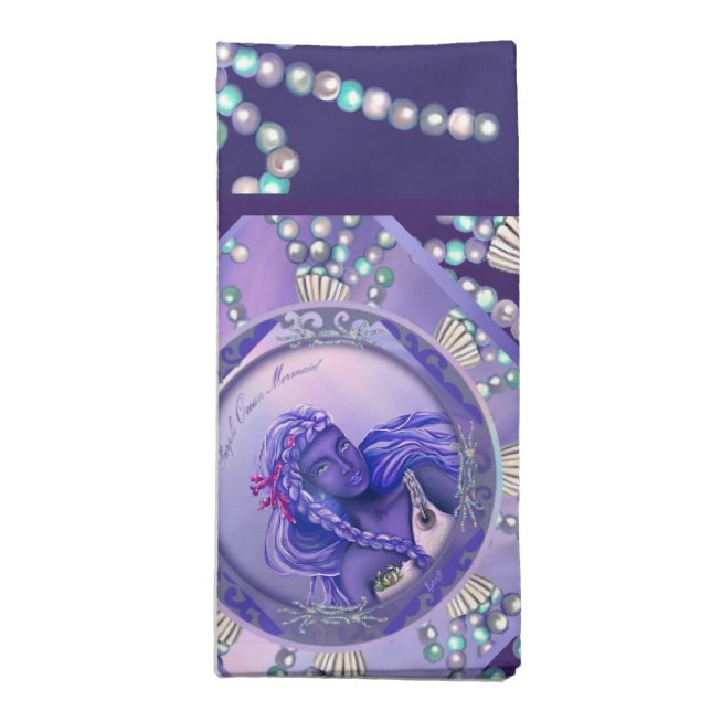 Purple Ocean Mermaid Cloth Napkin (Folded)