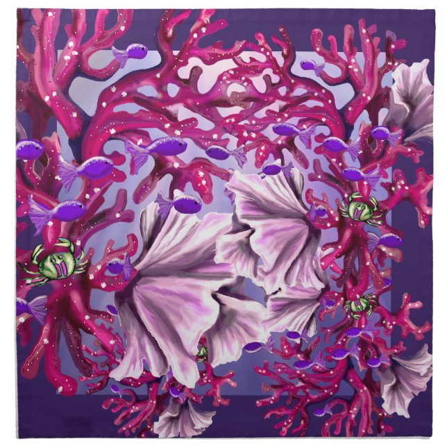 Purple Ocean Mermaid Cloth Napkin (Front)