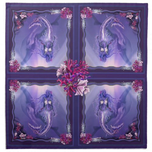 Purple Ocean Mermaid Cloth Napkin