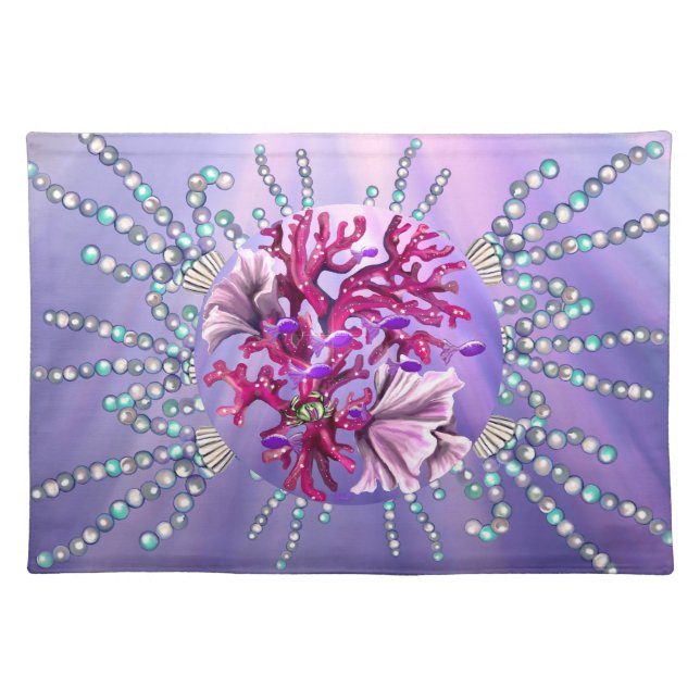 Purple Ocean Mermaid Cloth Placemat (Front)