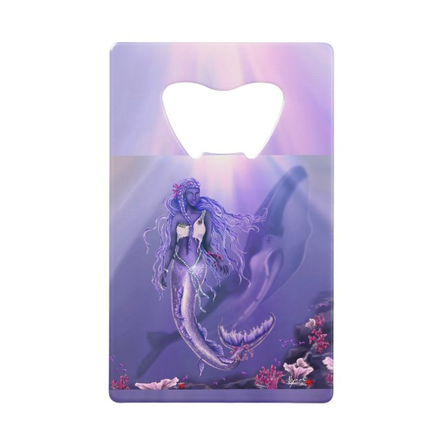 Purple Ocean Mermaid Credit Card Bottle Opener (Front)