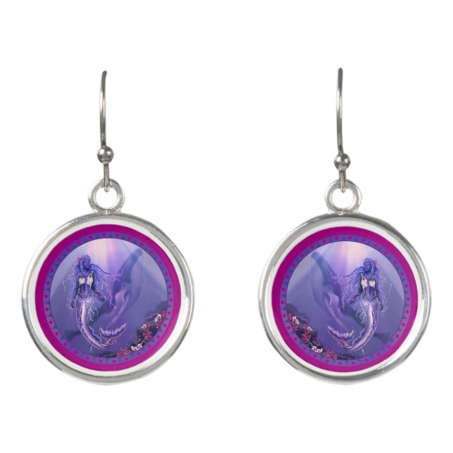 purple ocean mermaid earrings (Front)