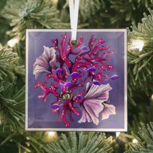 Purple ocean mermaid glass ornament