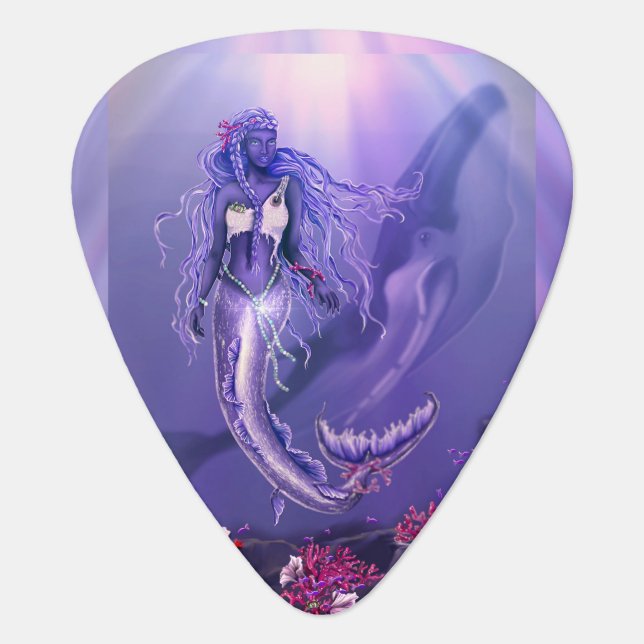 Purple Ocean Mermaid Guitar Pick (Front)
