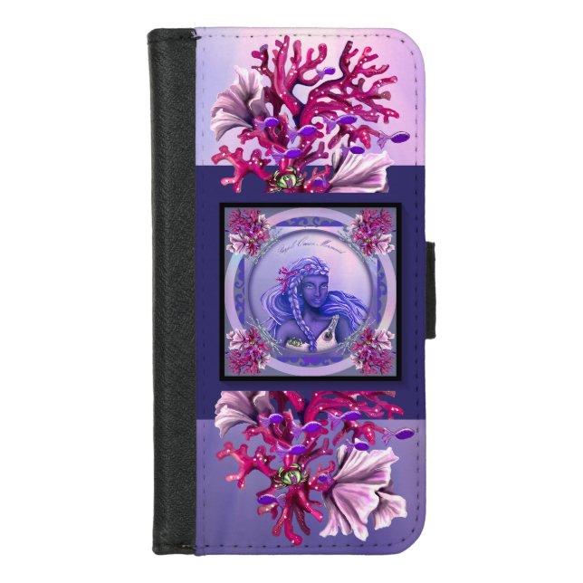 Purple Ocean Mermaid iPhone Wallet Case (Front)