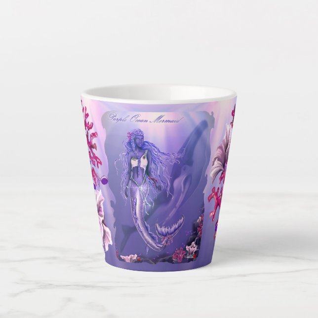 Purple ocean mermaid latte mug (Front)