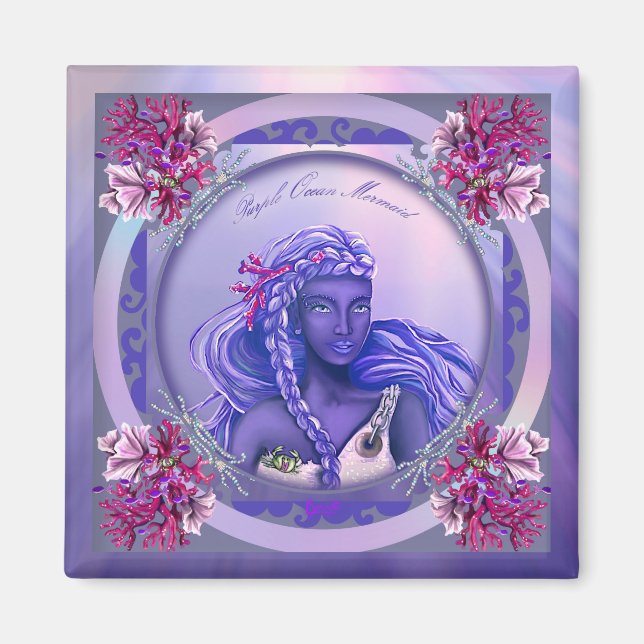 Purple Ocean Mermaid Magnet (Front)