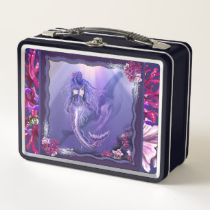 Purple ocean mermaid metal lunch box