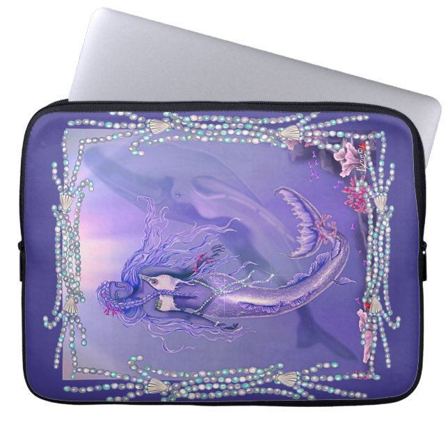 Purple Ocean Mermaid Mouse Pad Laptop Sleeve (Front)