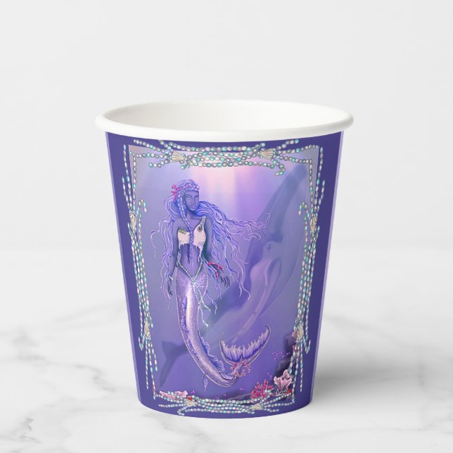 Purple Ocean Mermaid  Paper Cups (Front)