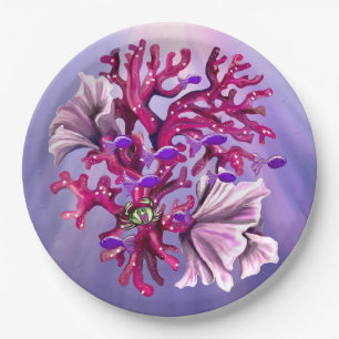 Purple Ocean Mermaid Paper Plates