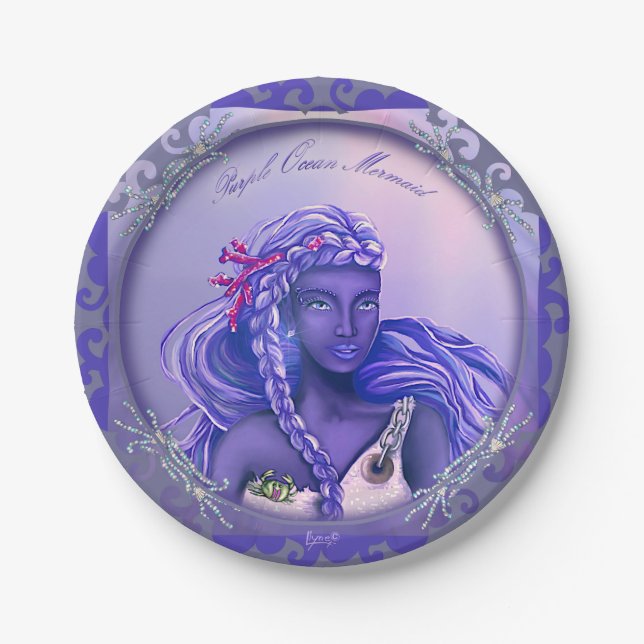 Purple Ocean Mermaid  Paper Plates (Front)