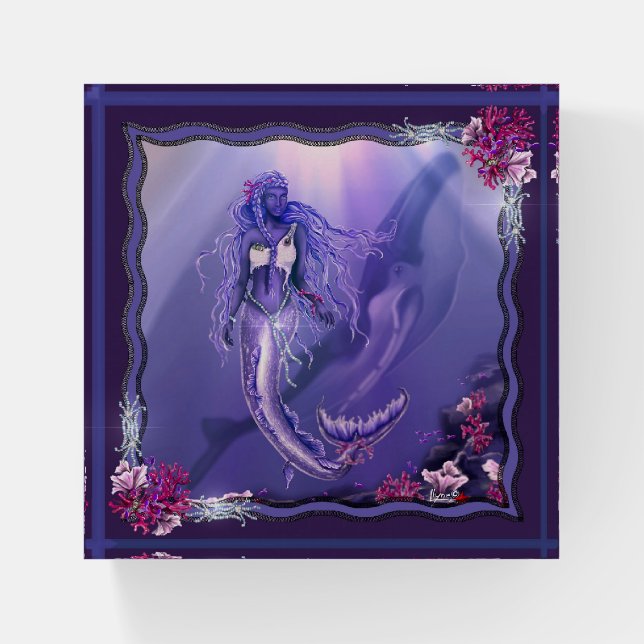 Purple Ocean Mermaid Paperweight (Front)