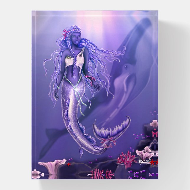Purple Ocean Mermaid Paperweight (Vertical)