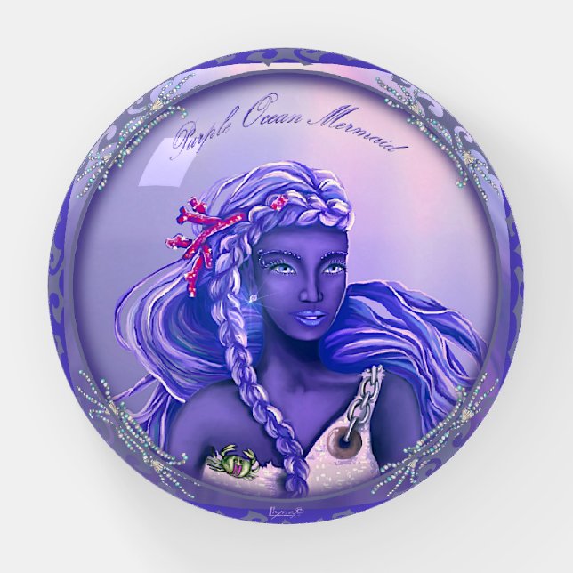 Purple Ocean Mermaid Paperweight (Front)