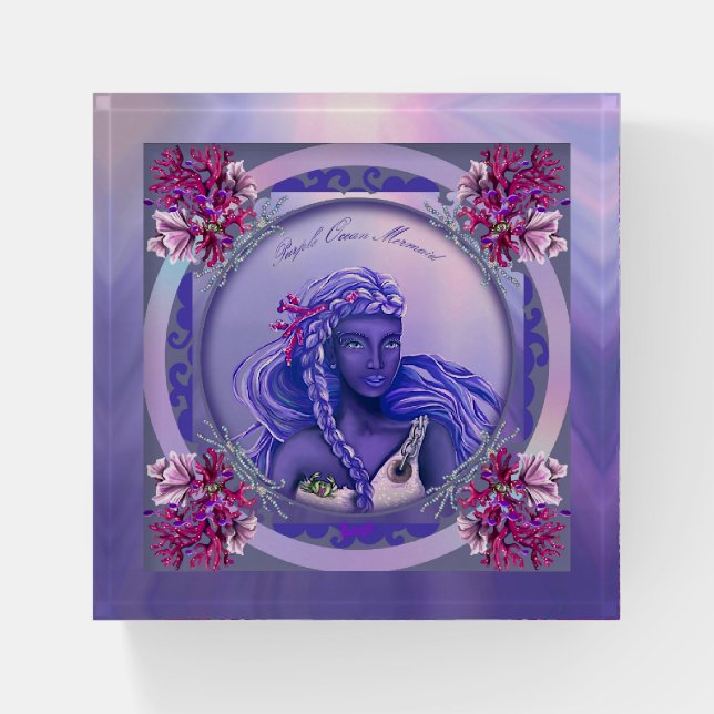 Purple Ocean Mermaid Paperweight (Front)
