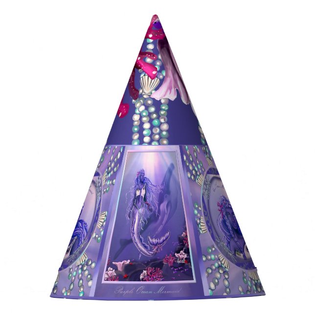 Purple Ocean Mermaid Party Hat (Front)