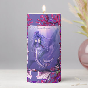 Purple ocean mermaid pillar candle