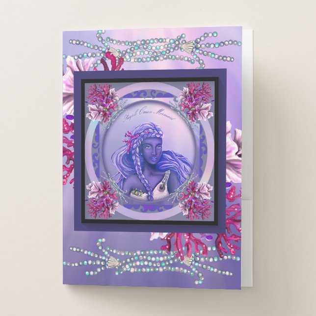 Purple Ocean Mermaid Pocket Folder (Front)