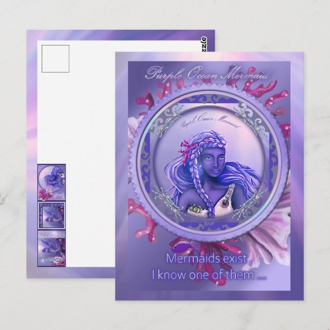 Purple Ocean Mermaid Postcard (Front/Back)