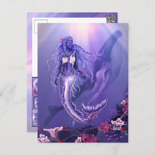 Purple Ocean Mermaid Postcard