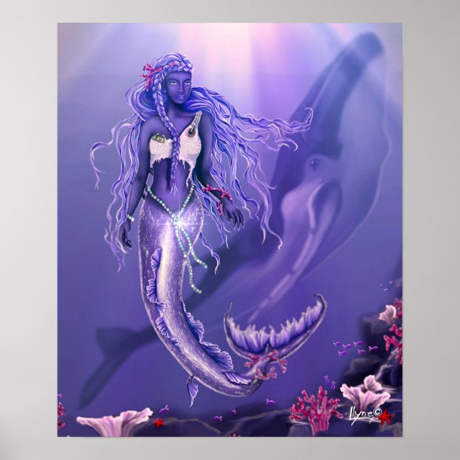 Purple ocean mermaid Poster (Front)