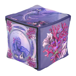 Purple ocean mermaid pouf