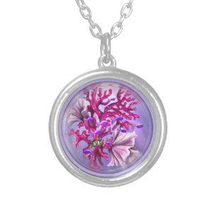 Purple Ocean Mermaid Silver Plated Necklace