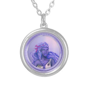 Purple Ocean Mermaid Silver Plated Necklace