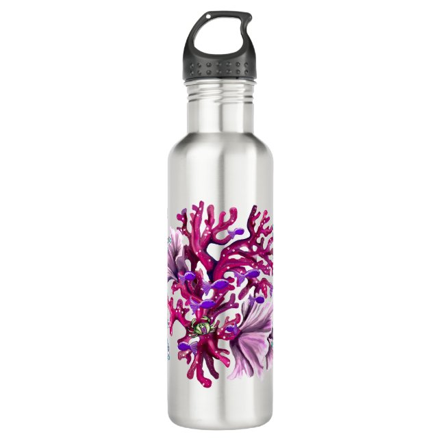 Purple ocean mermaid stainless steel water bottle (Front)