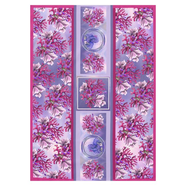Purple Ocean Mermaid Tablecloth (Front)