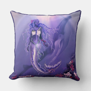 Purple ocean mermaid throw pillow