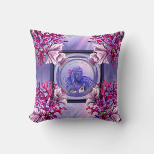 Purple ocean mermaid throw pillow