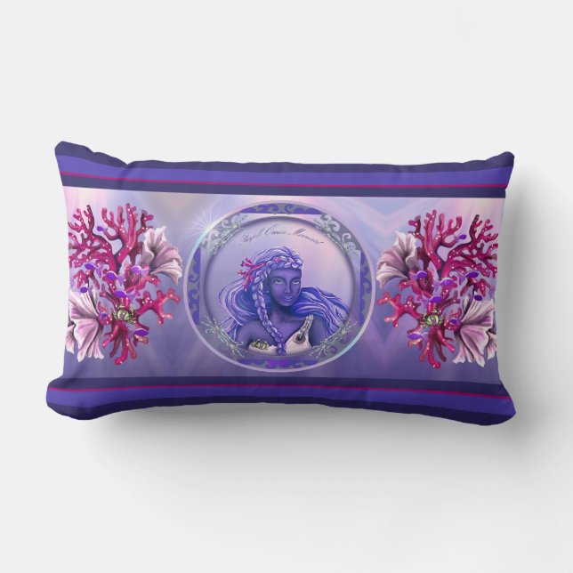 Purple ocean mermaid throw pillow (Front)