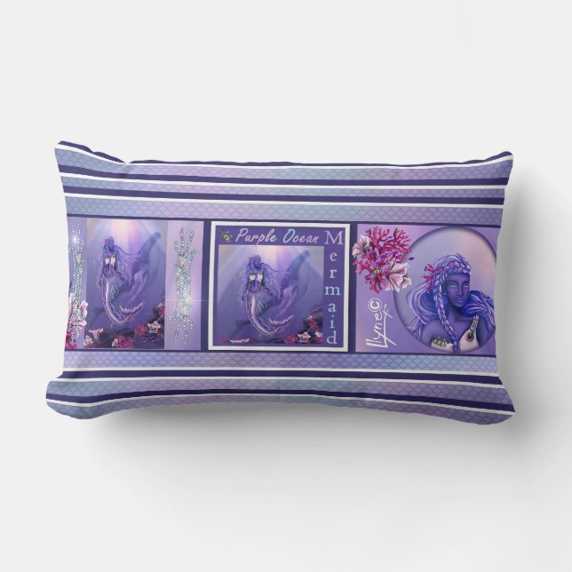Purple ocean mermaid throw pillow (Front)
