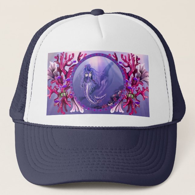 Purple Ocean Mermaid Trucker Hat (Front)
