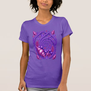 Purple Ocean Spiral Seashell Fantasy Art   Mystica T-Shirt