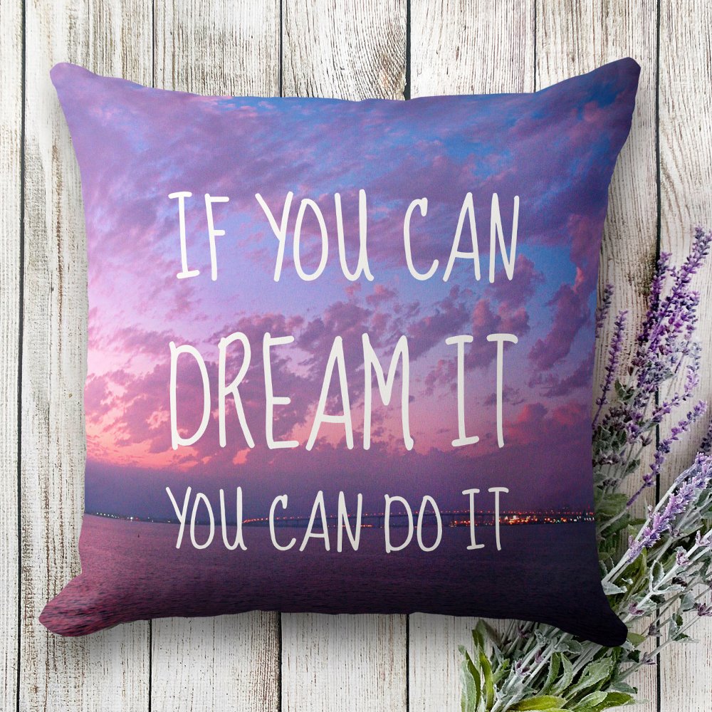 Purple Ocean Sunset Photo Dream It Do It Modern Throw Pillow